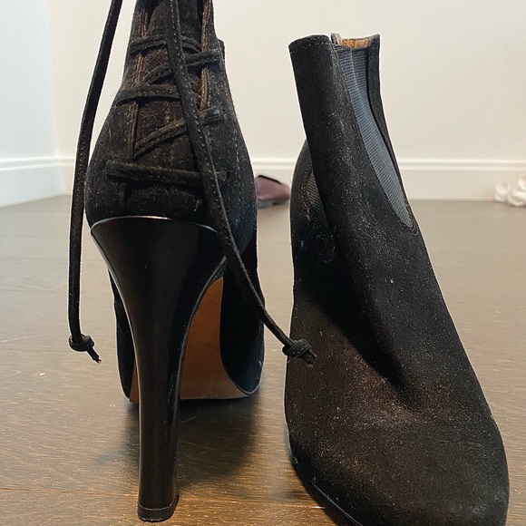 Suede boots with lace up back. - Picture 2 of 2